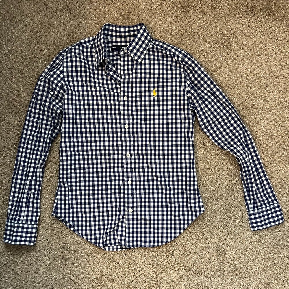 Ralph Lauren Sport Blue Checkered Button Down Size 8